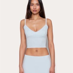 GUIZIO Sky Blue Camisole with White Lace